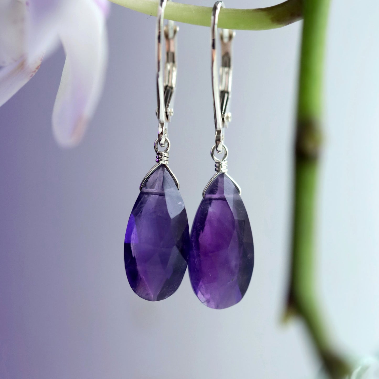 Large Amethyst Earrings