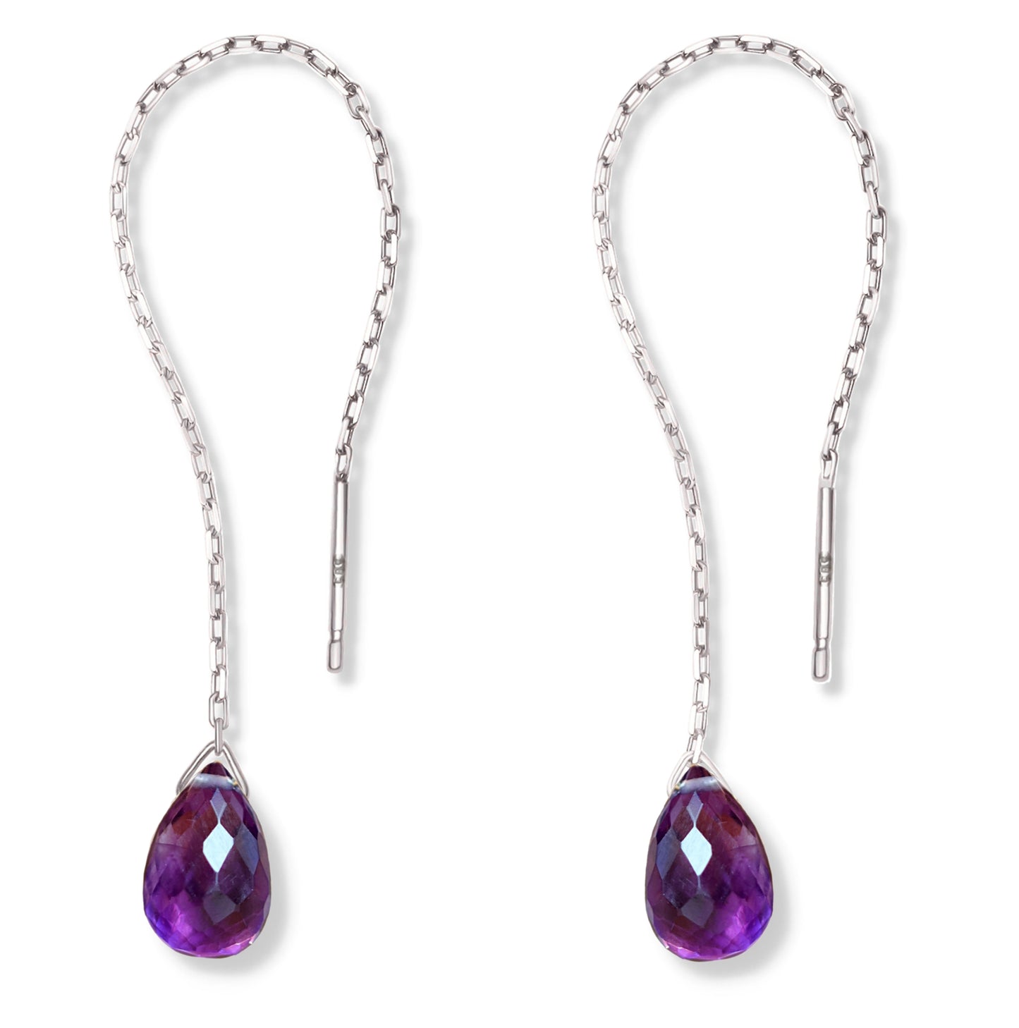 Amethyst Drop Threader Earrings