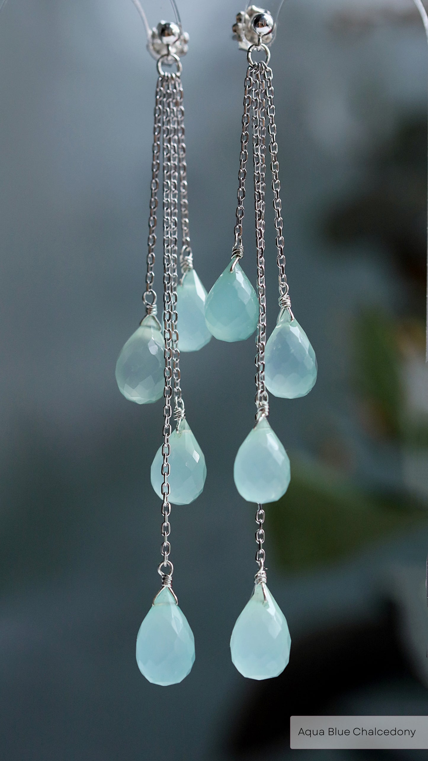 Cascade Earrings with 4 Gemstone Drops