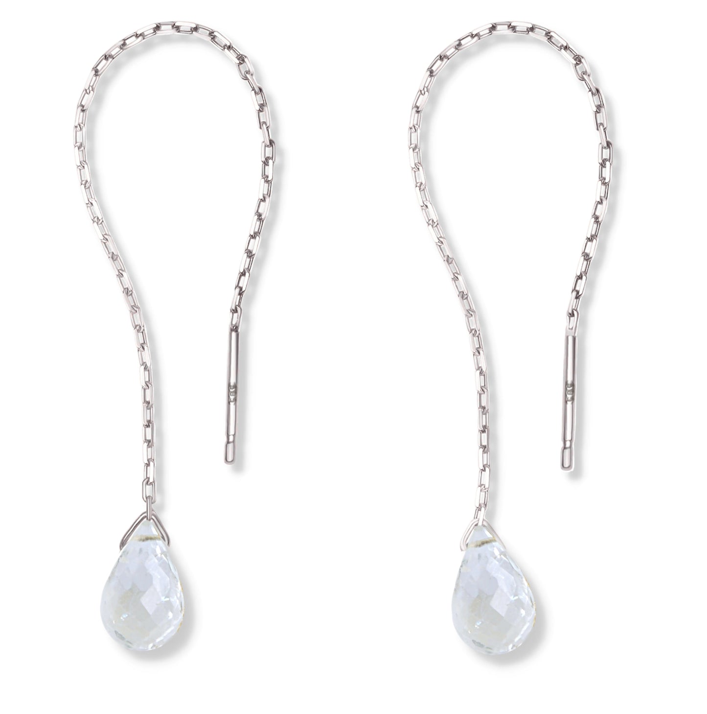 Aquamarine Drop Threader Earrings