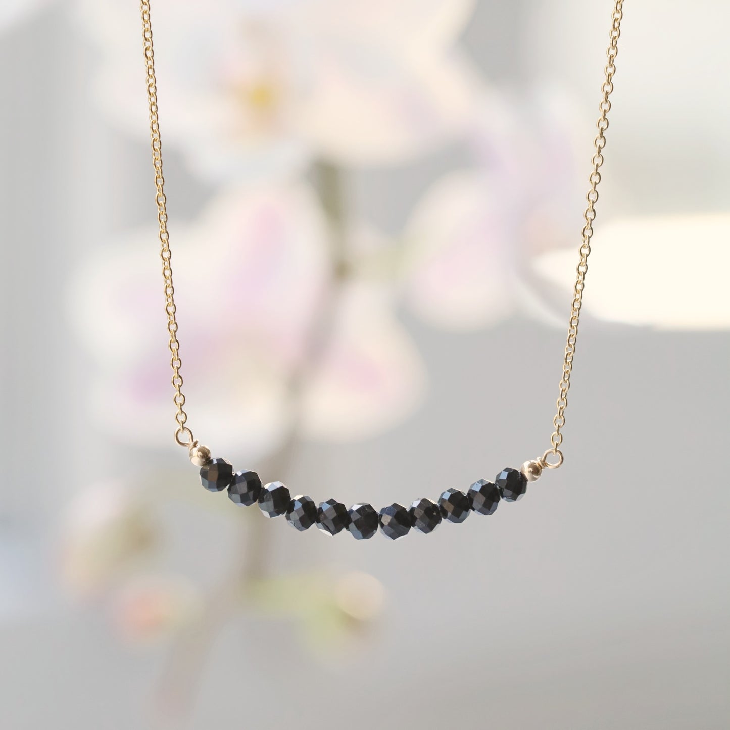 Black Tourmaline Bar Necklace • LINEA