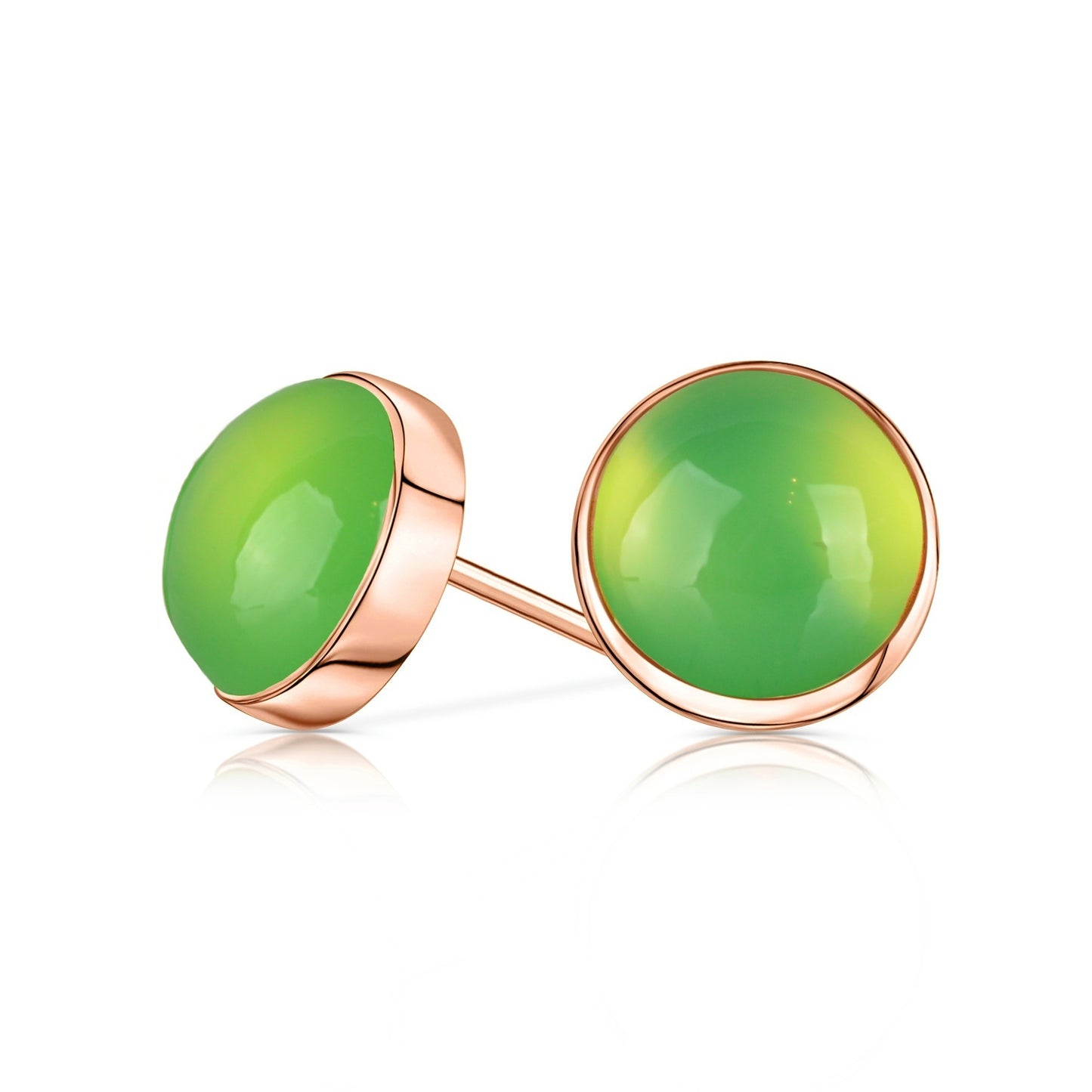 14k Rose Gold Chrysoprase Stud Earrings