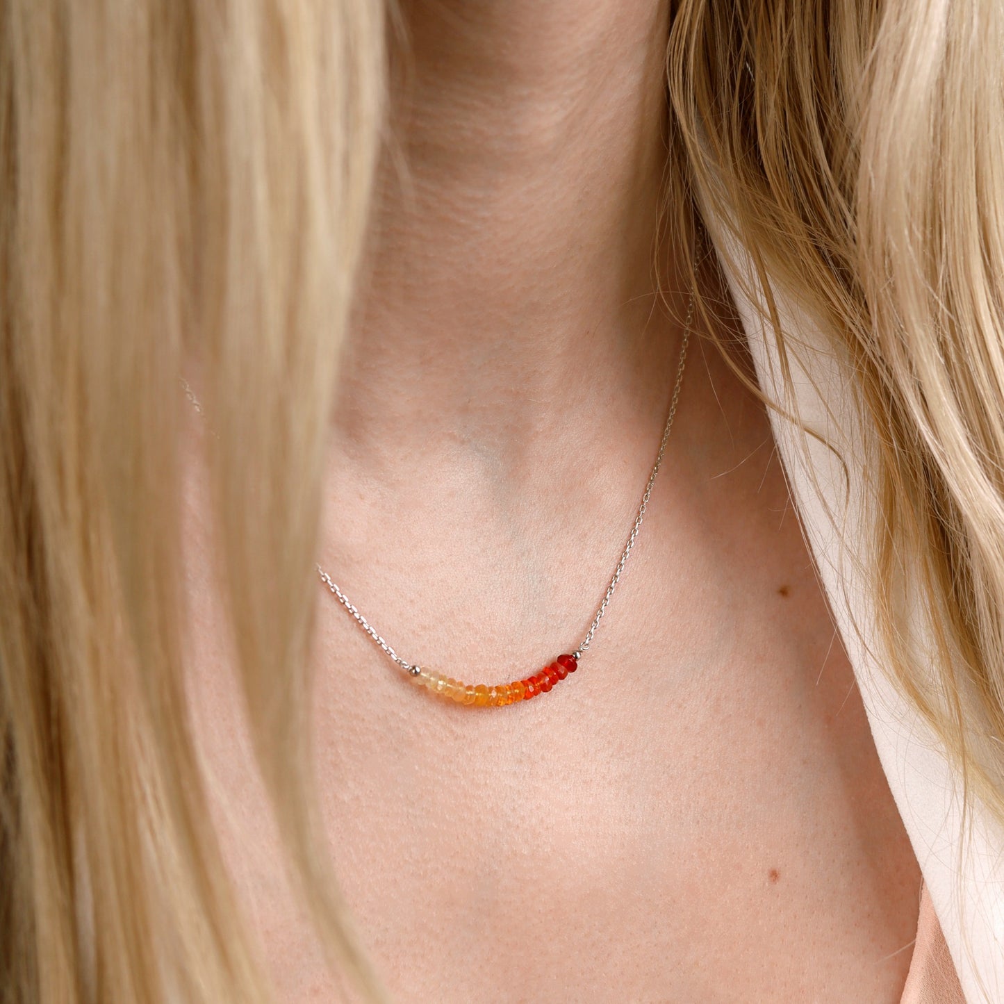 Mexican Fire Opal Bar Necklace • LINEA
