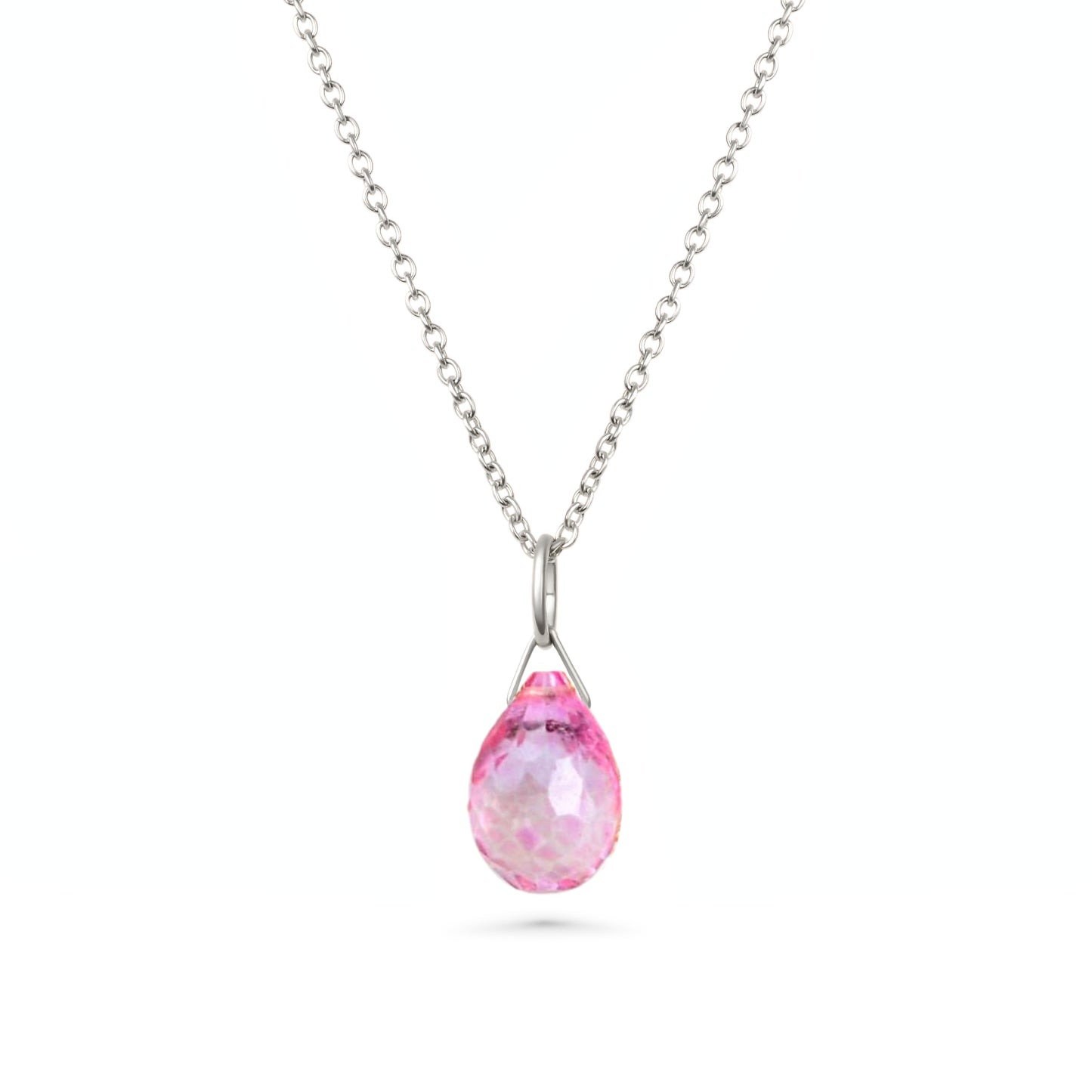 Pink Topaz Drop Necklace