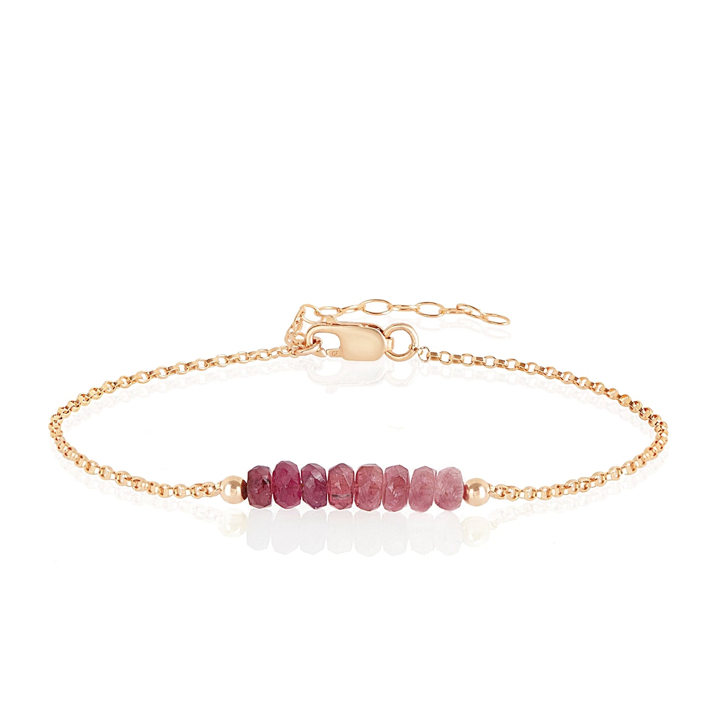 Rubellite Pink Tourmaline Anklet with initials