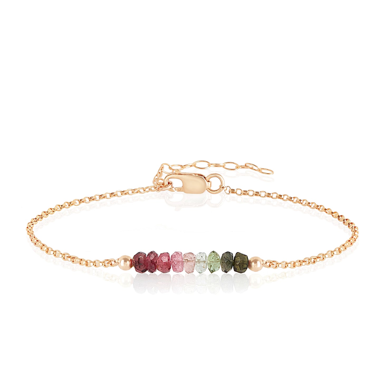 Watermelon Tourmaline Anklet with initials