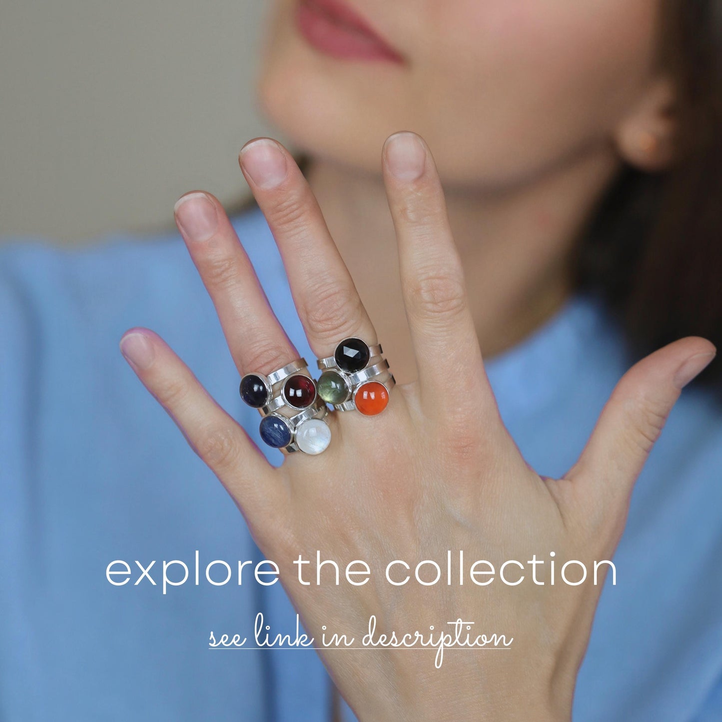 Natural Iolite Ring in Sterling Silver – 10mm Bezel Set Gemstone, Water Sapphire Ring, Minimalist Gift for Her, Rhodium Option