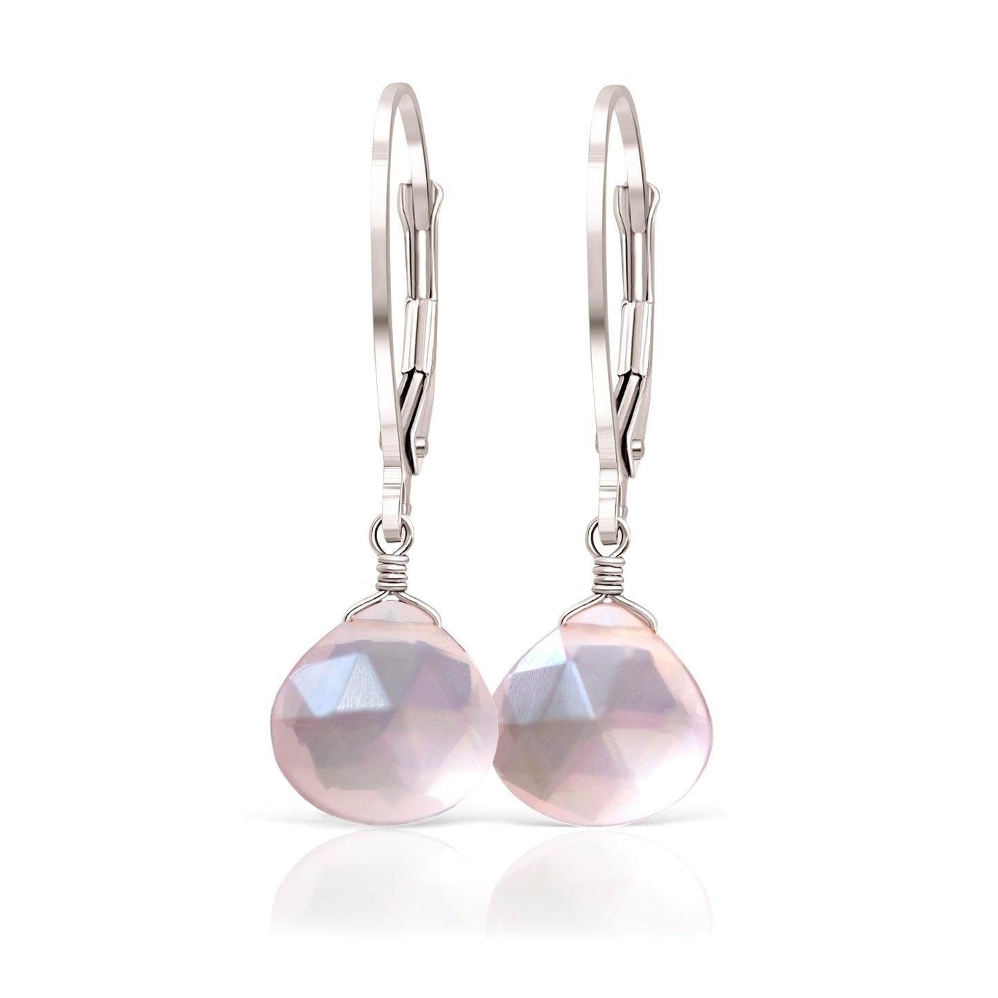 Rose Quartz Earrings in 14k Gold