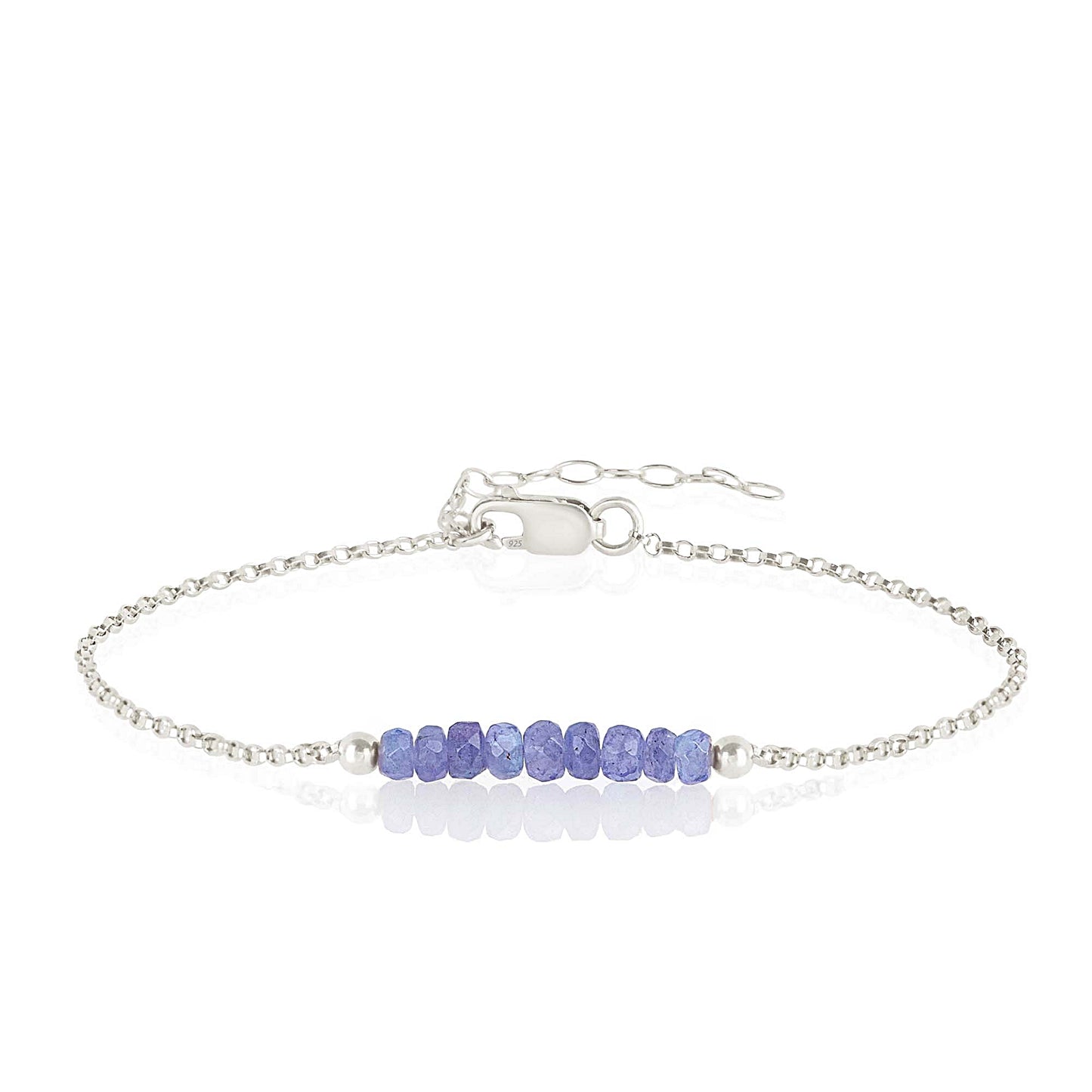 Tanzanite Anklet with initials in Silver - Boutique Baltique