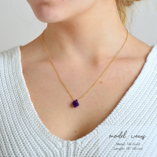Raw Amethyst necklace in 14k Gold, Rose Gold or Sterling Silver - February Birthstone - Raw Stone, Raw Crystal Necklace, Gift for Women