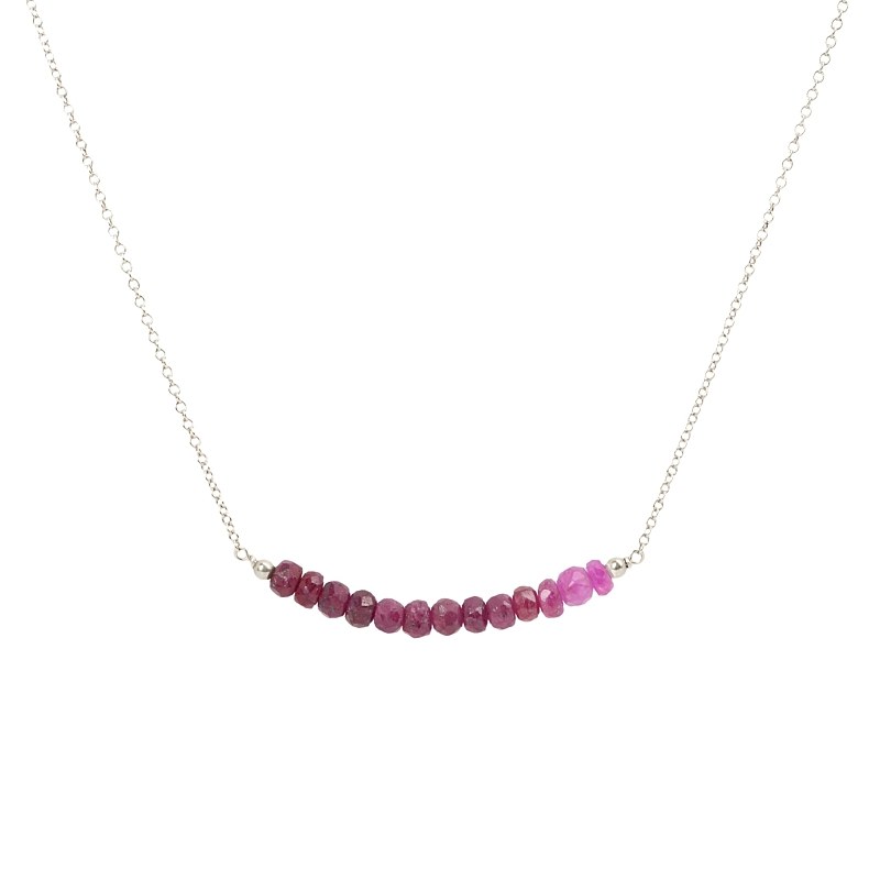 Ombre Ruby Bar Necklace in Sterling Silver - Boutique Baltique