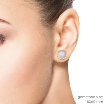 Rainbow Moonstone Stud Earrings