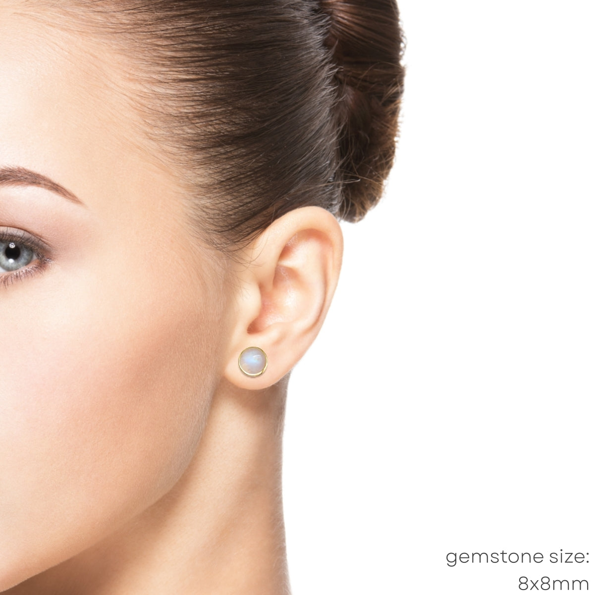 Rainbow Moonstone Stud Earrings