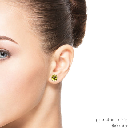 Peridot Stud Earrings, Rose Cut