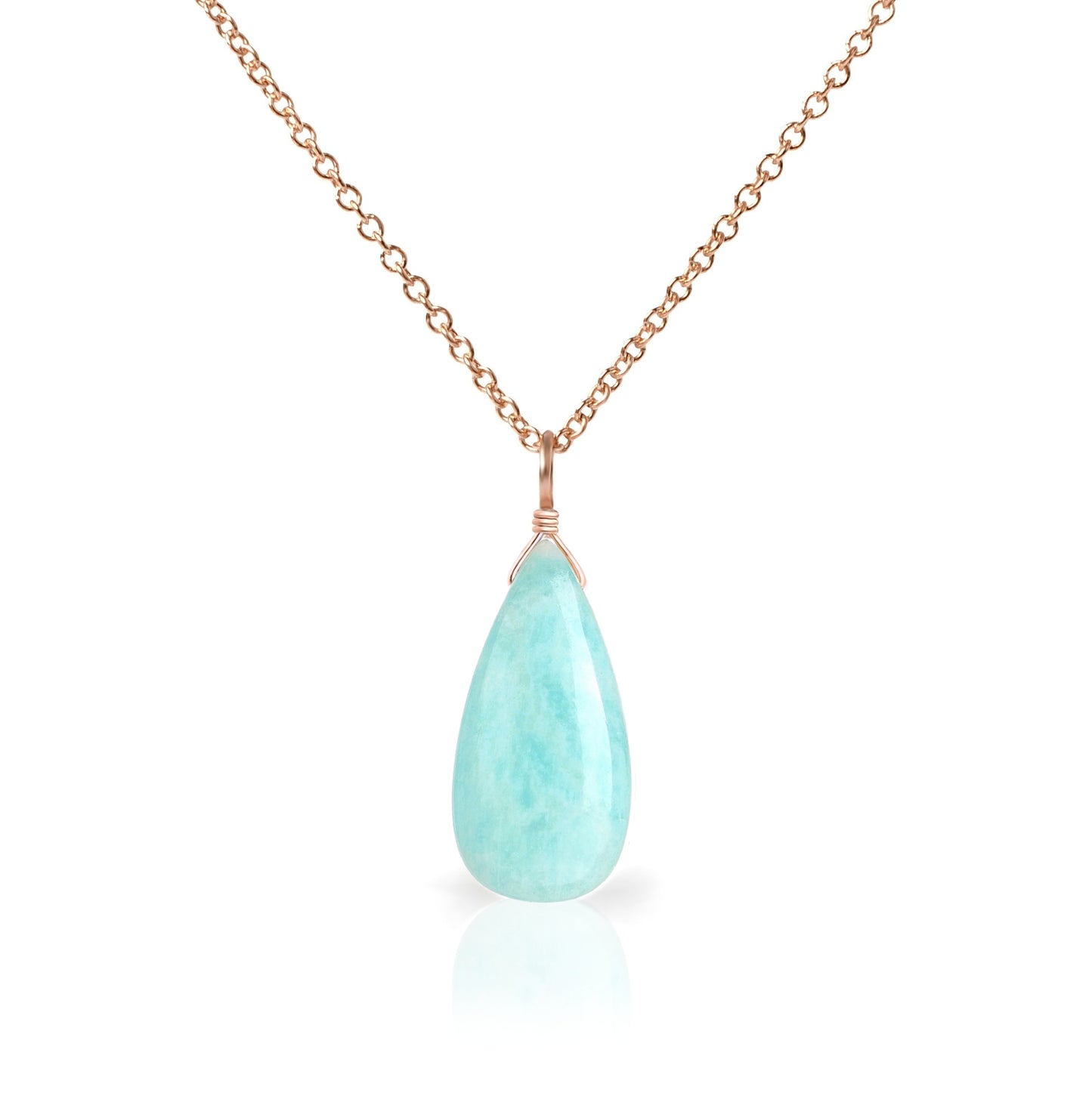 Large Amazonite Pendant Necklace in 14k Gold