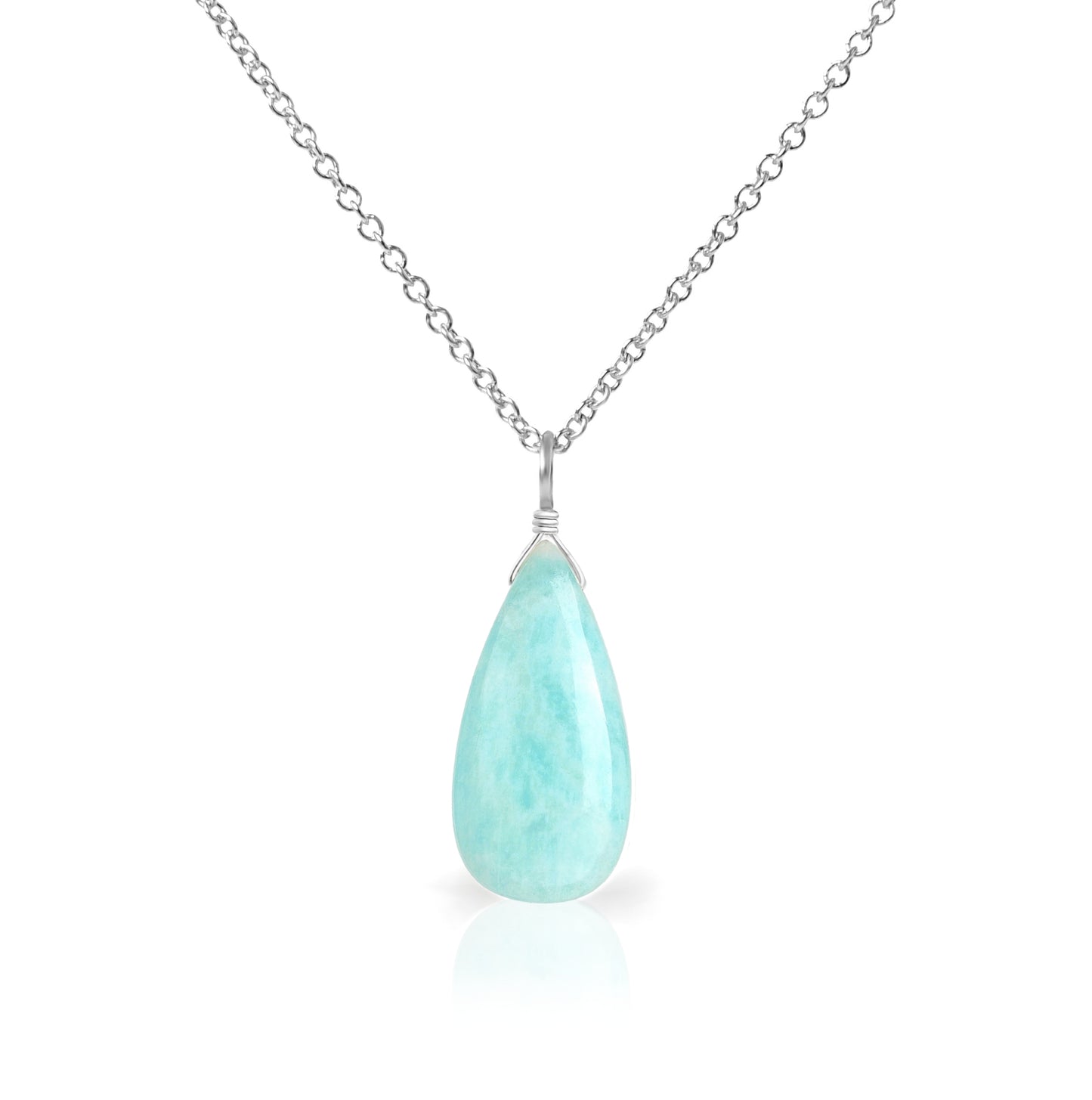 Large Amazonite Pendant Necklace in 14k Gold