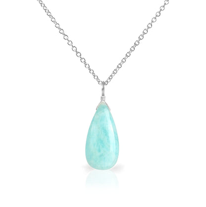 Large Amazonite Pendant Necklace in 14k Gold