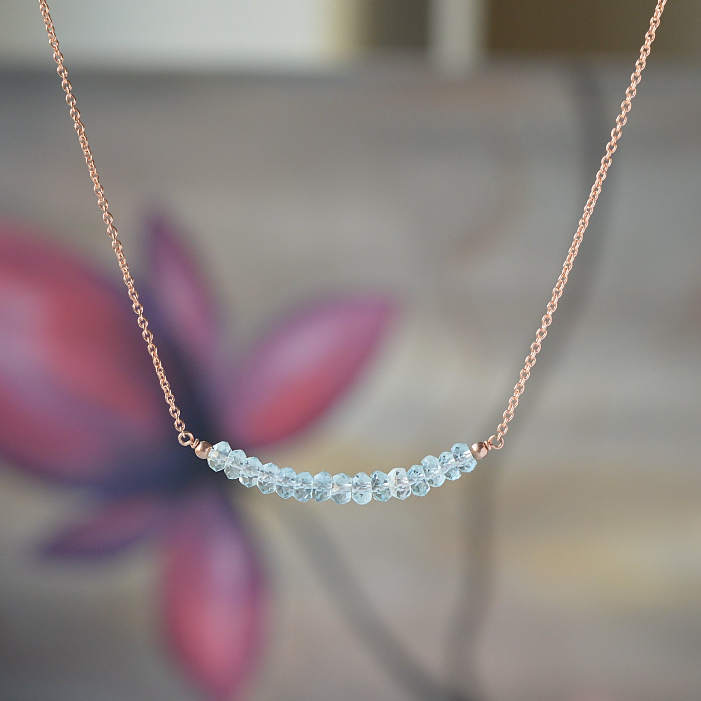Aquamarine Bar Necklace • LINEA
