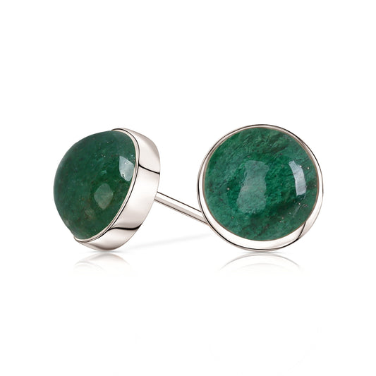 Green Aventurine Stud Earrings · May Birthstone