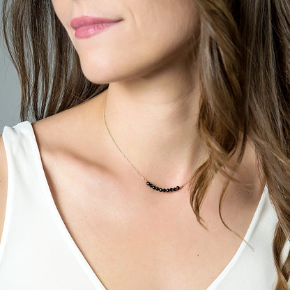 Black Tourmaline Bar Necklace • LINEA