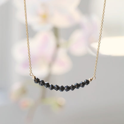 Black Tourmaline Bar Necklace • LINEA