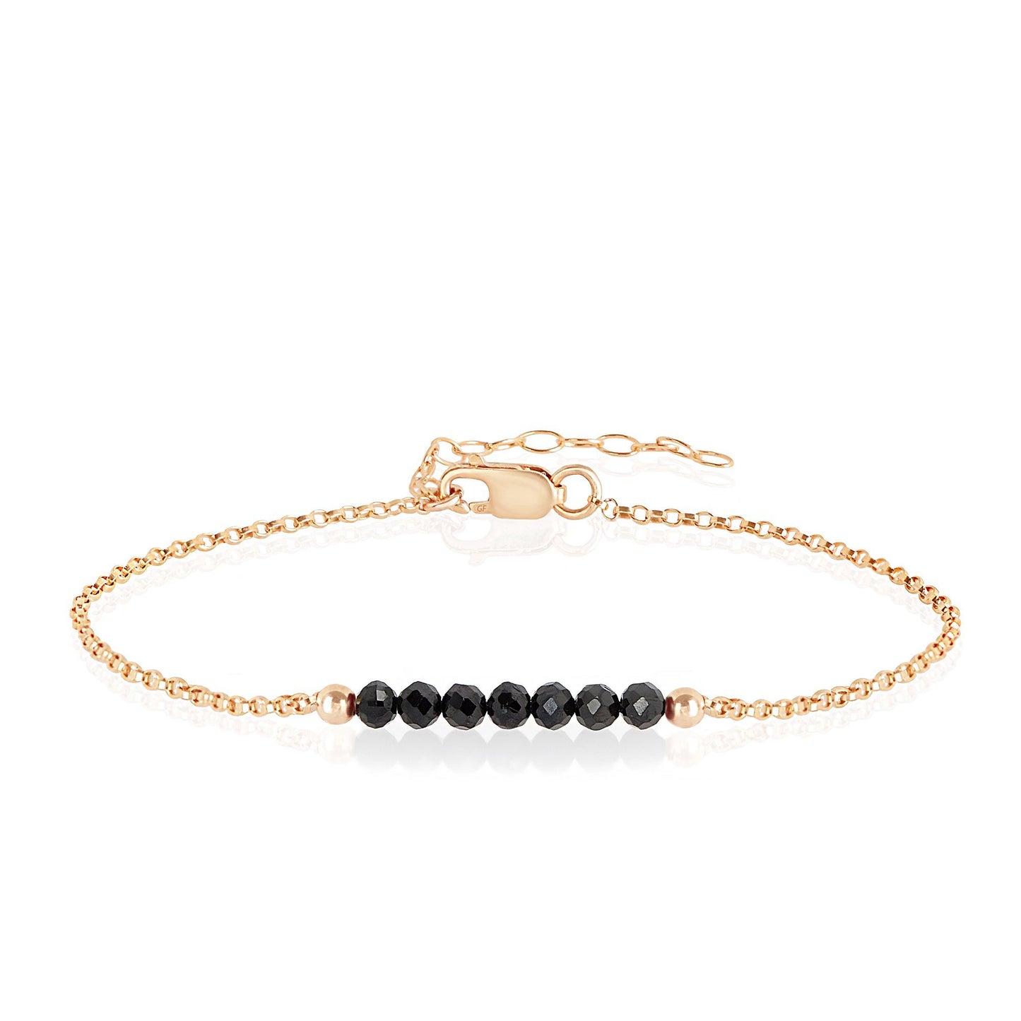 Black Tourmaline Anklet with initials