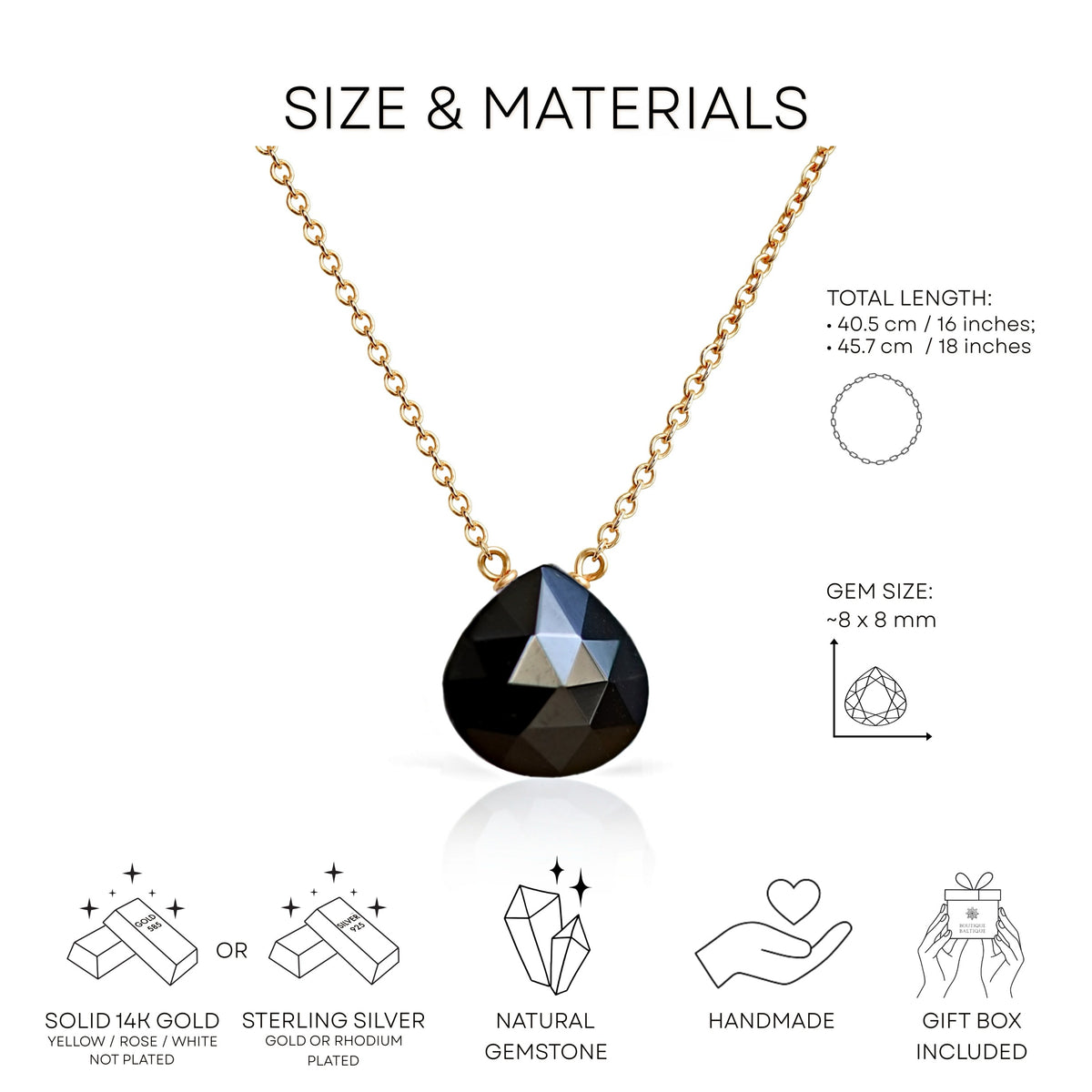 Black Tourmaline Necklace · October Birthstone