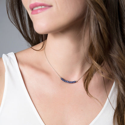 Blue Sapphire Bar Necklace • LINEA