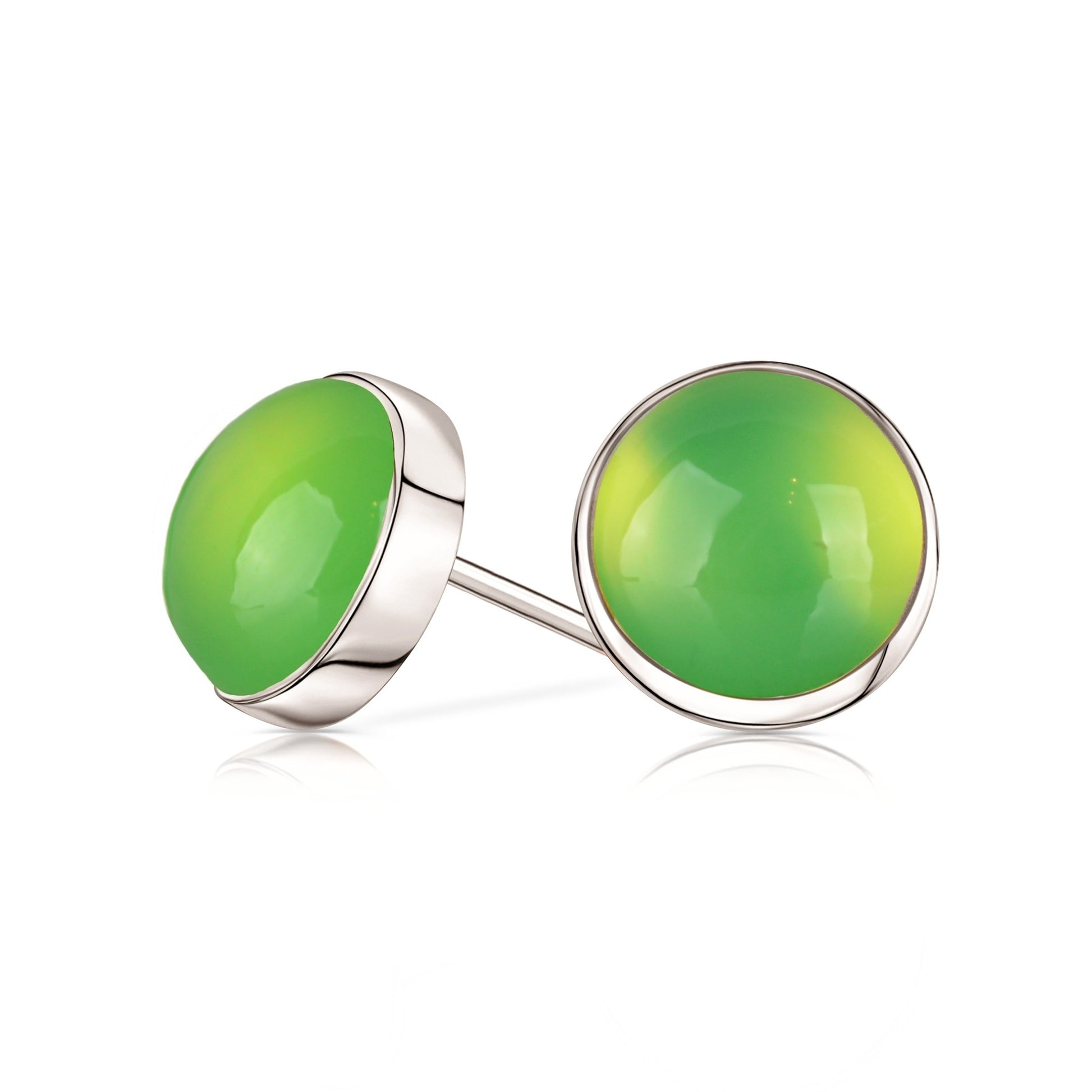 Sterling Silver Chrysoprase Stud Earrings 