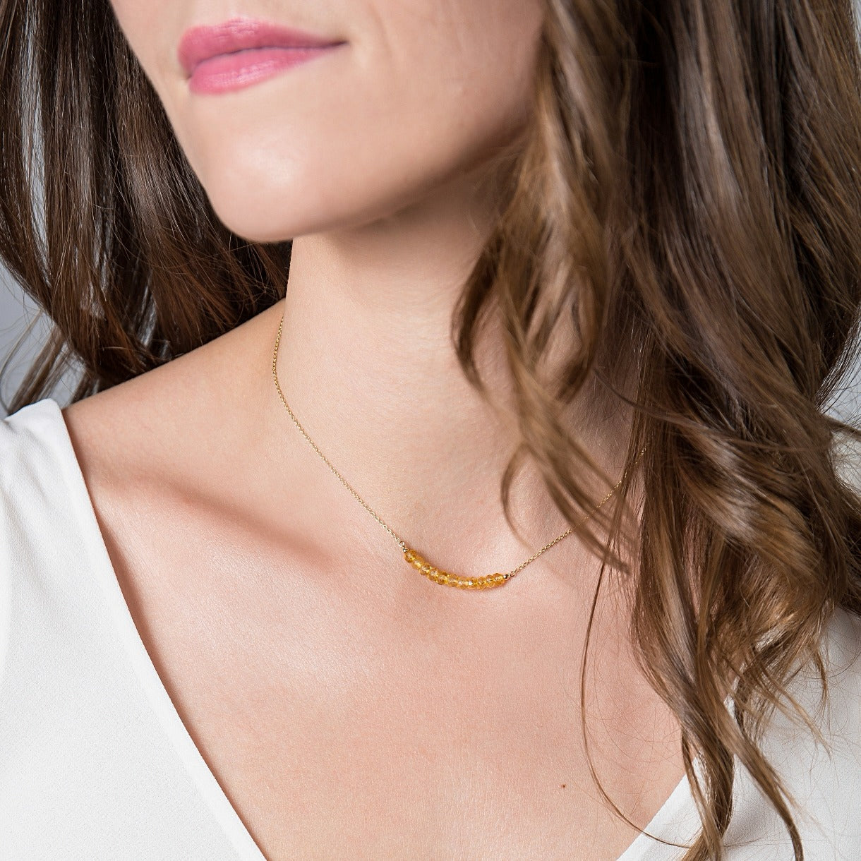 Citrine Bar Necklace • LINEA