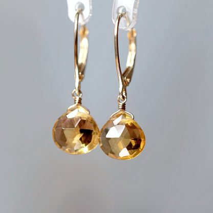 14k Gold Citrine Earrings
