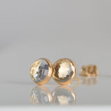 14k Gold Clear Quartz Stud Earrings