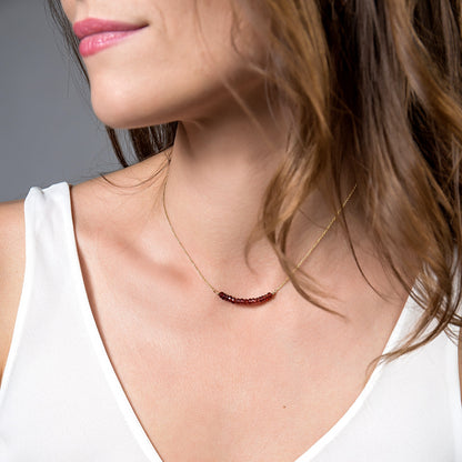 Garnet Bar Necklace • LINEA