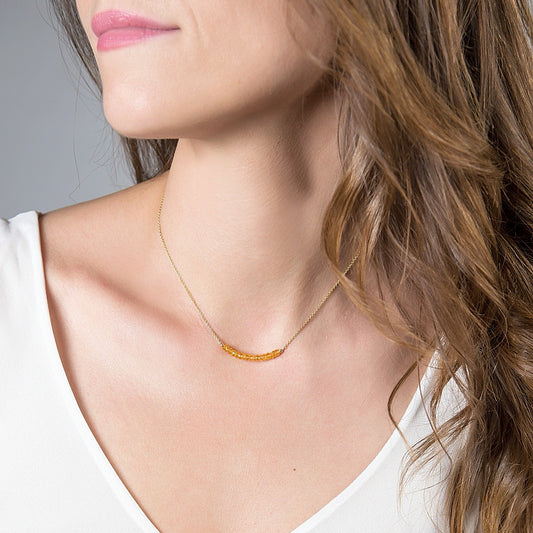 Mandarin Garnet Bar Necklace • LINEA