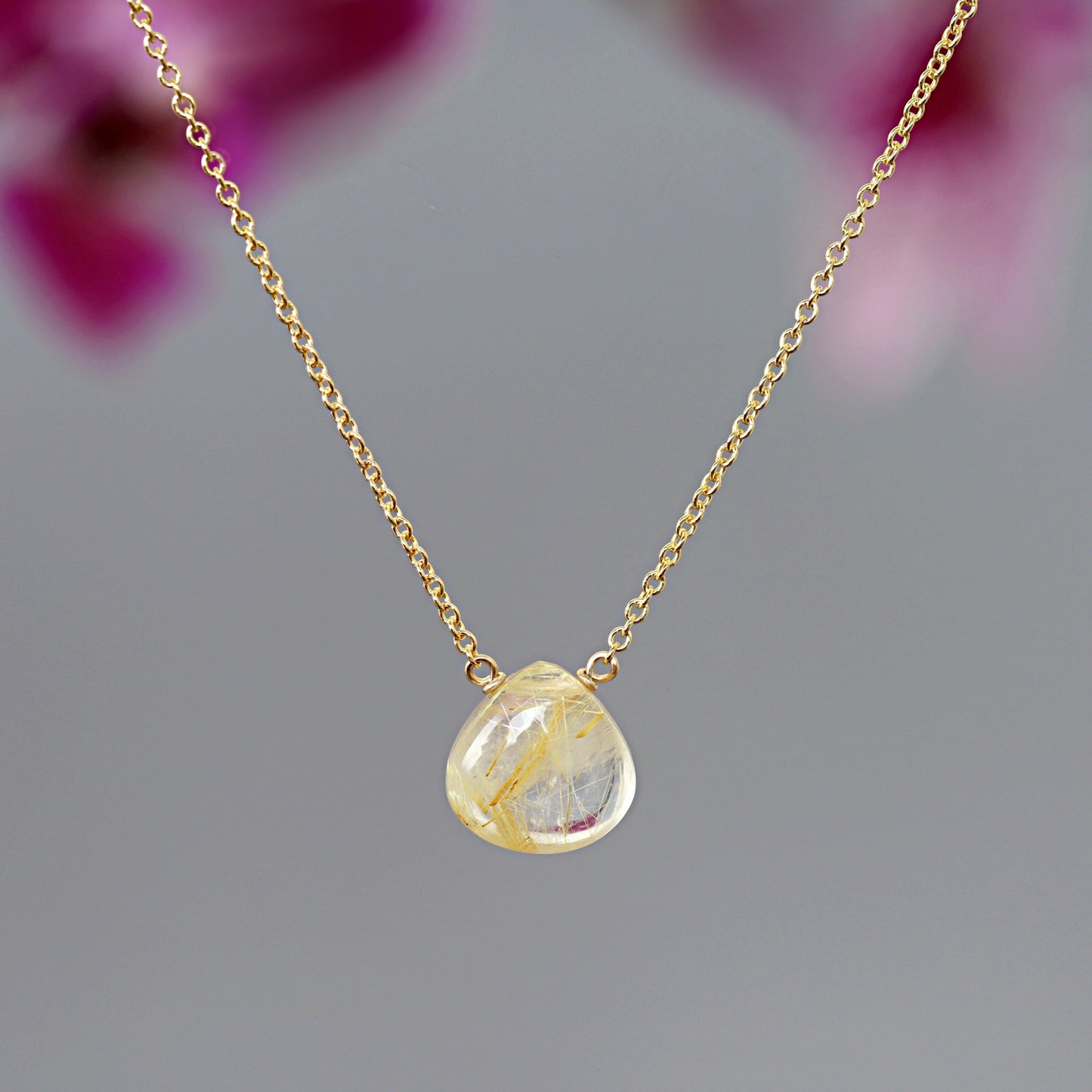 Gold Rutilated Quartz Necklace