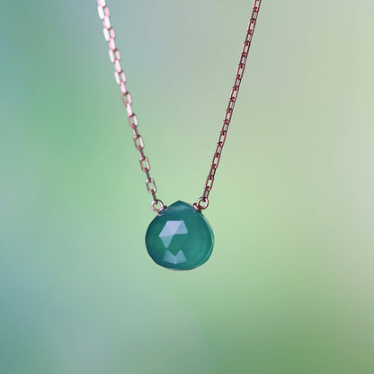 Green Onyx Necklace in 14k Gold