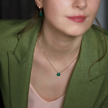 Green Onyx Necklace in 14k Gold