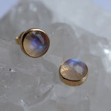 Rainbow Moonstone Stud Earrings