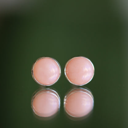 Pink Opal Stud Earrings