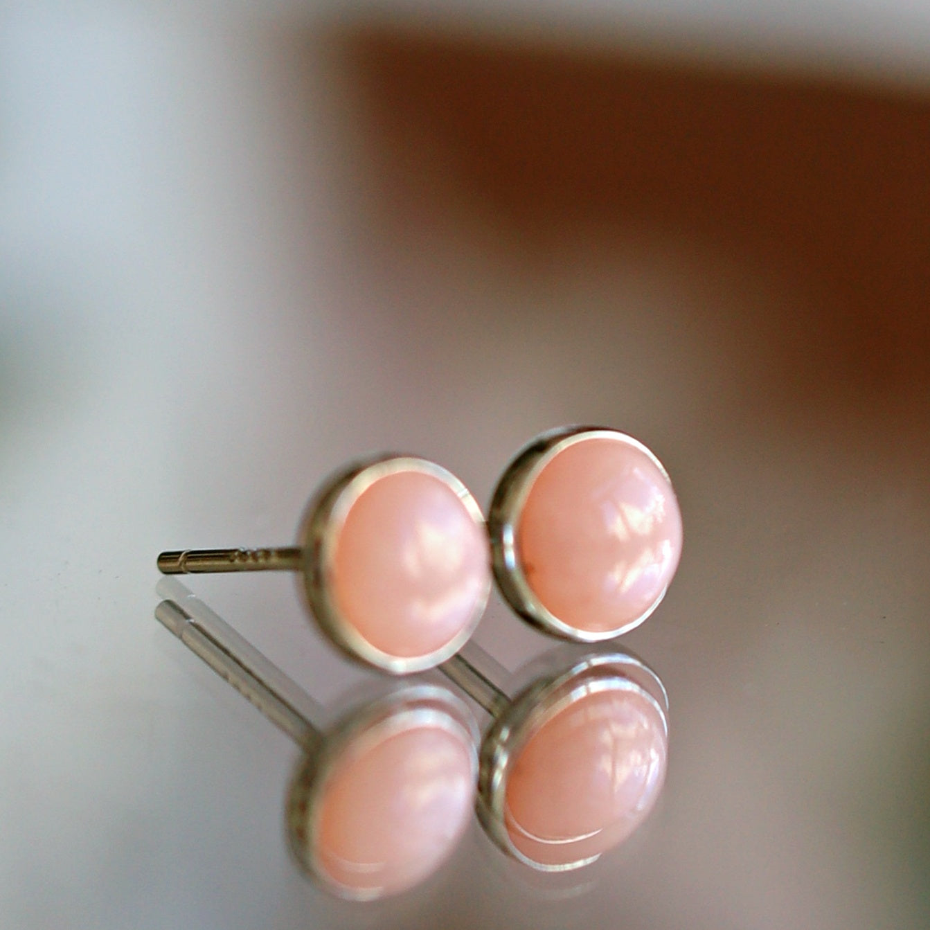 Pink Opal Stud Earrings