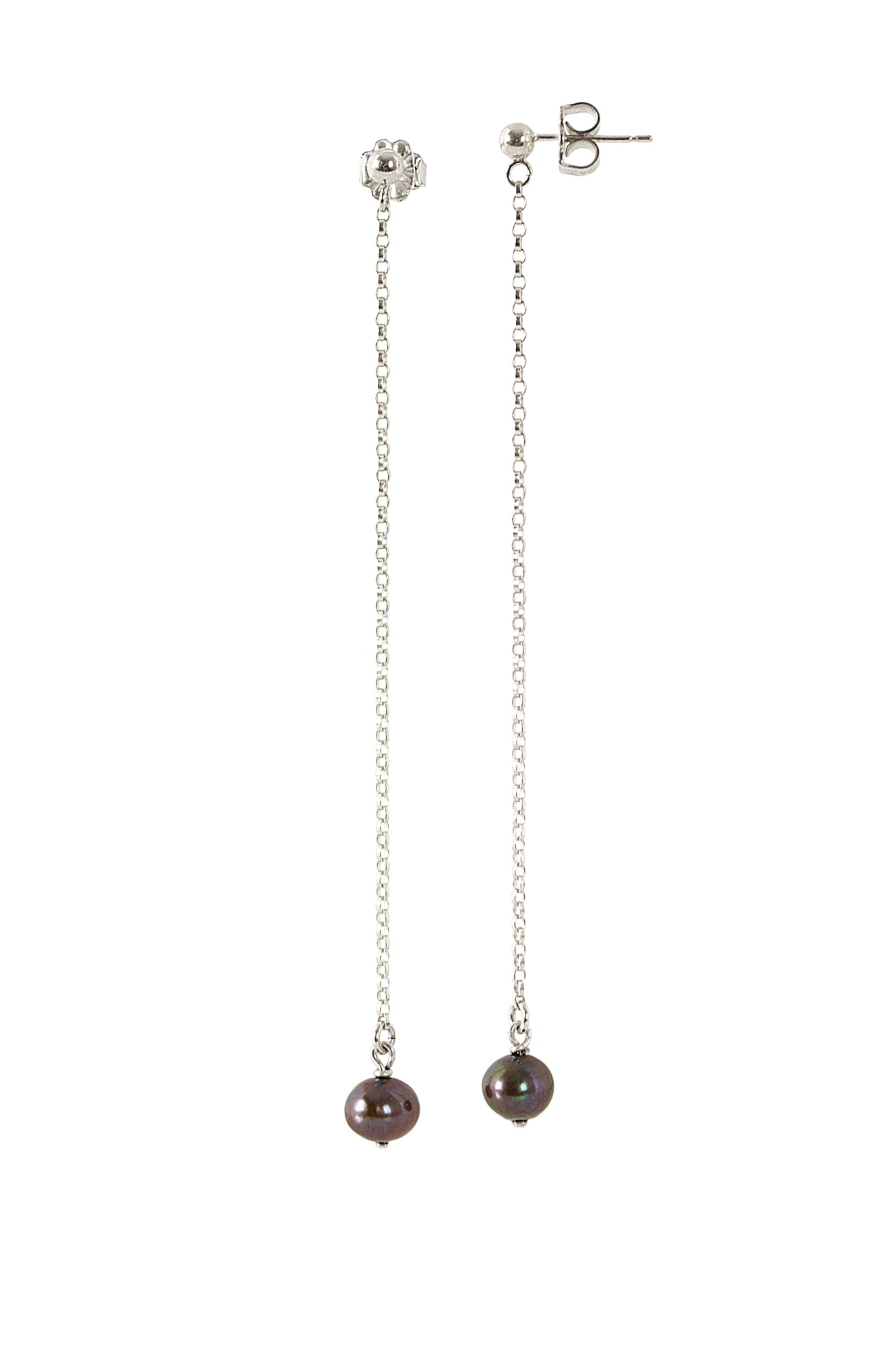 Long Black Pearl Earrings · JUNO