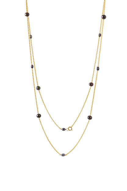 Long Black Pearl Necklace · JUNO