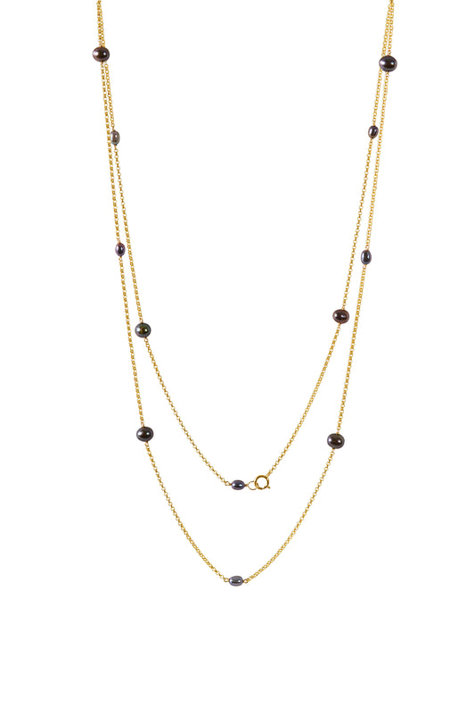 Long Black Pearl Necklace · JUNO
