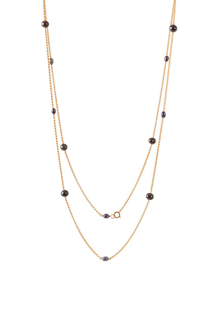 Long Black Pearl Necklace · JUNO