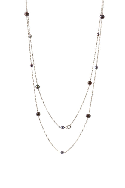 Long Black Pearl Necklace · JUNO