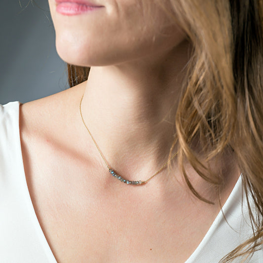 Labradorite Bar Necklace • LINEA