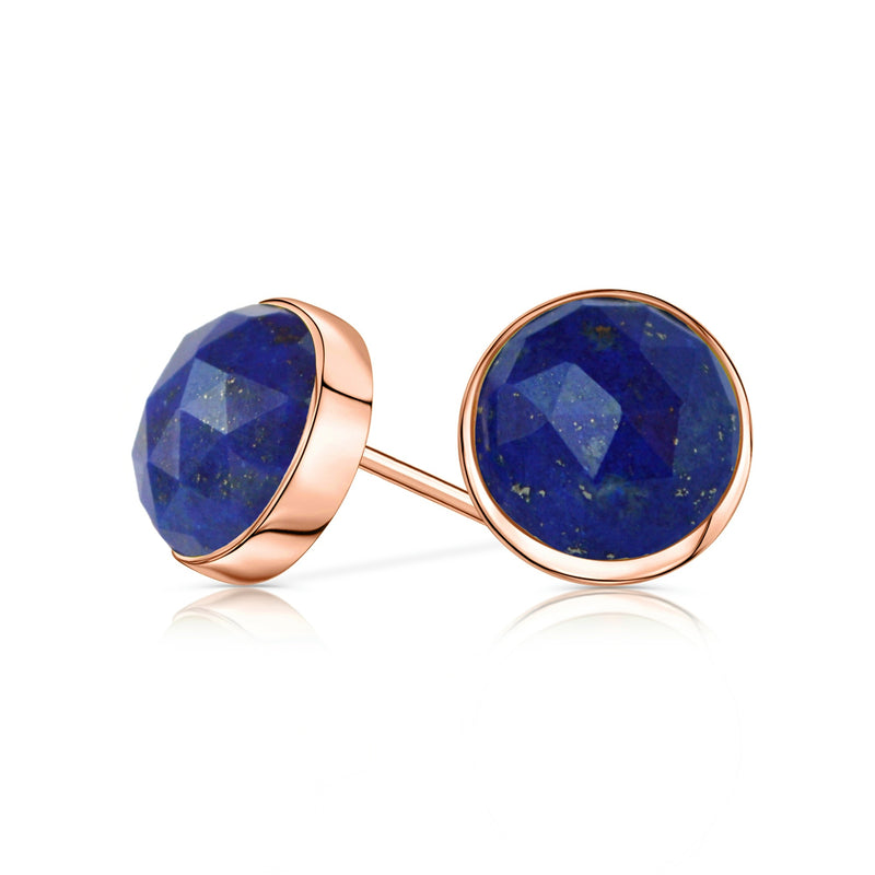 14k Rose Gold Lapis Lazuli Stud Earrings