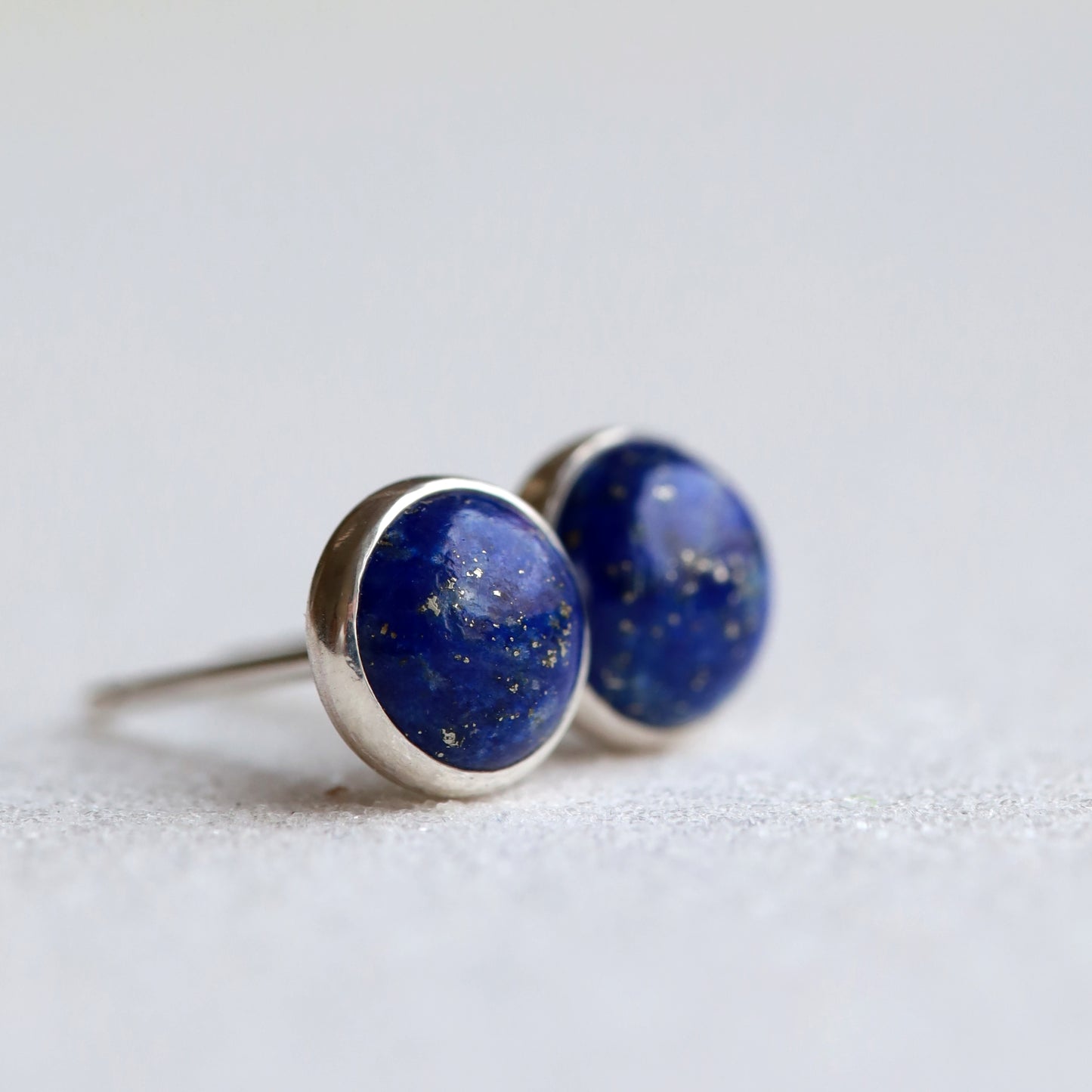 14k Gold Lapis Lazuli Stud Earrings
