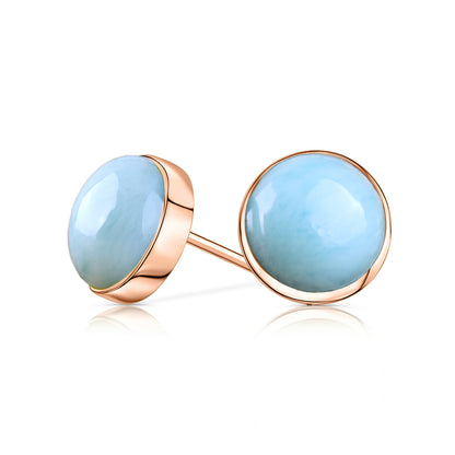 14k Gold Larimar Stud Earrings