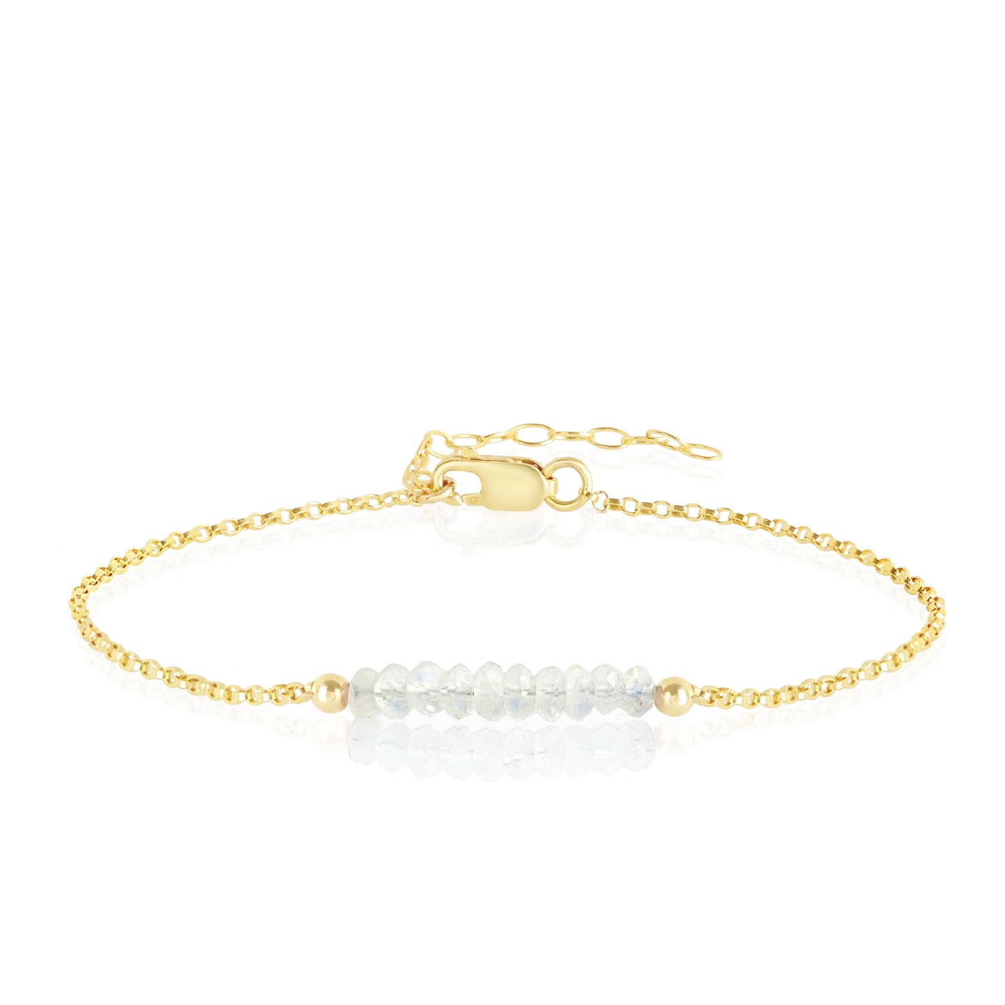 Rainbow Moonstone Anklet with initials